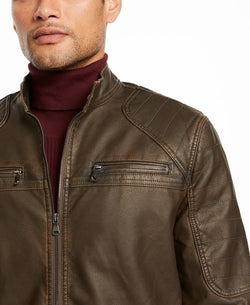 Inc International Concepts Inc Washed Faux Leather Jacket Jones Brown thumbnail 2