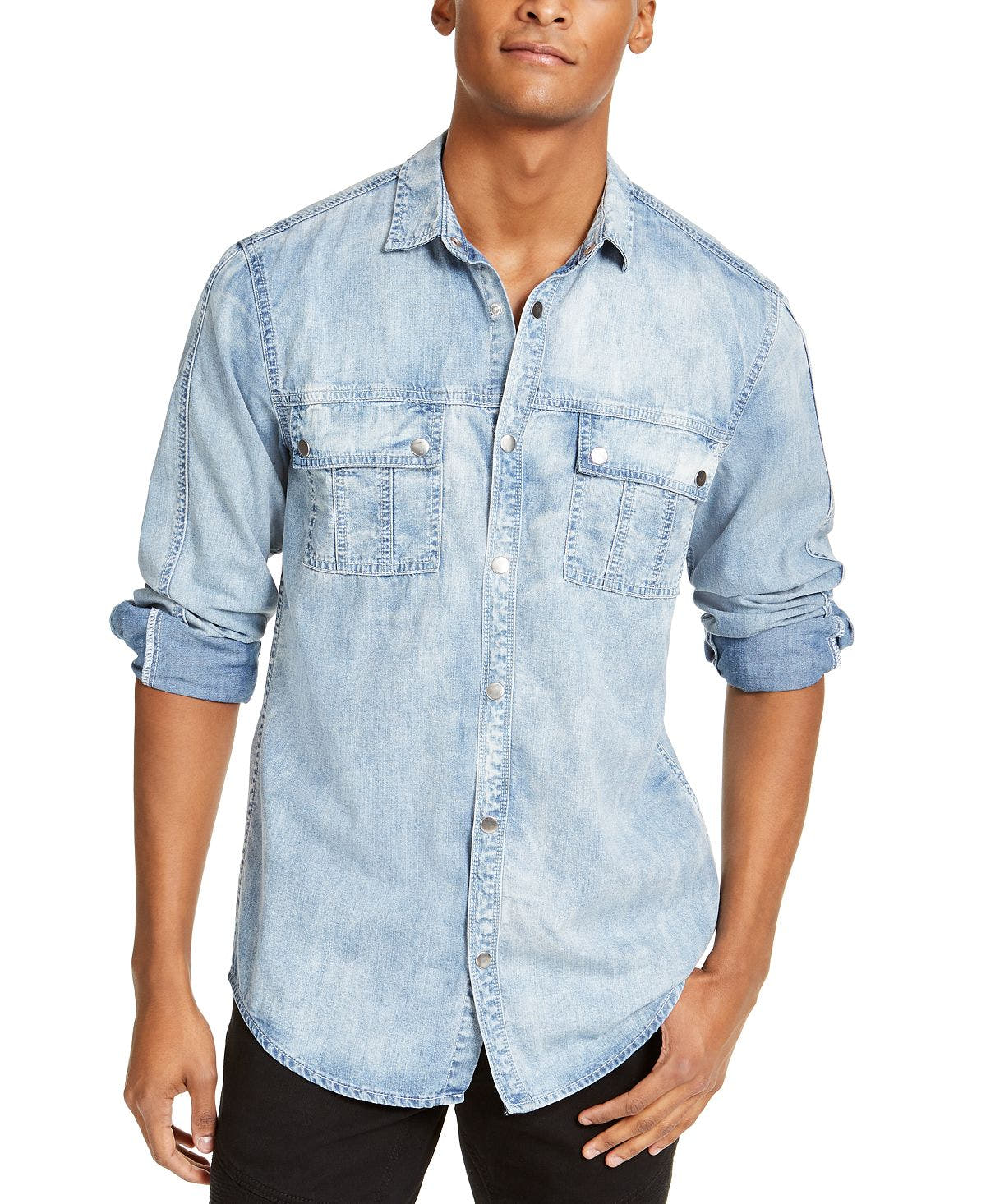 Inc International Concepts Inc Washed Utility Shirt Light Wash