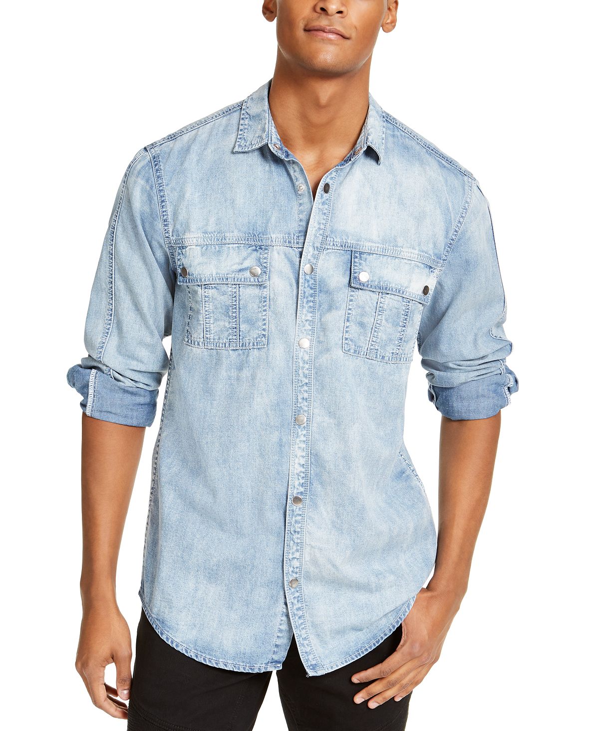 Inc International Concepts Inc Washed Utility Shirt Light Wash