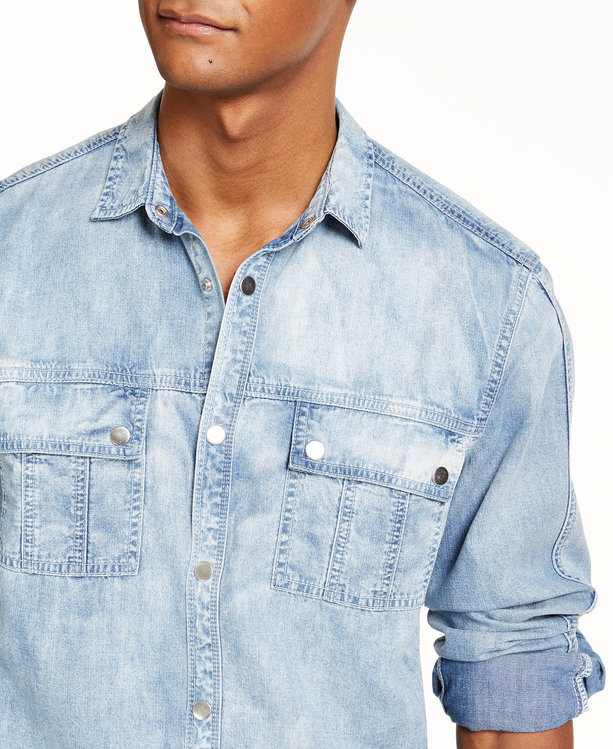 Inc International Concepts Inc Washed Utility Shirt Light Wash