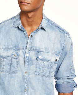 Inc International Concepts Inc Washed Utility Shirt Light Wash thumbnail 2