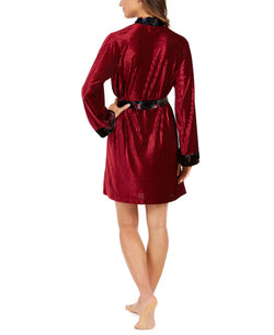 Inc International Concepts Inc Wo Floral Trim Velvet Ribbed Robe Cherry Pie thumbnail 2