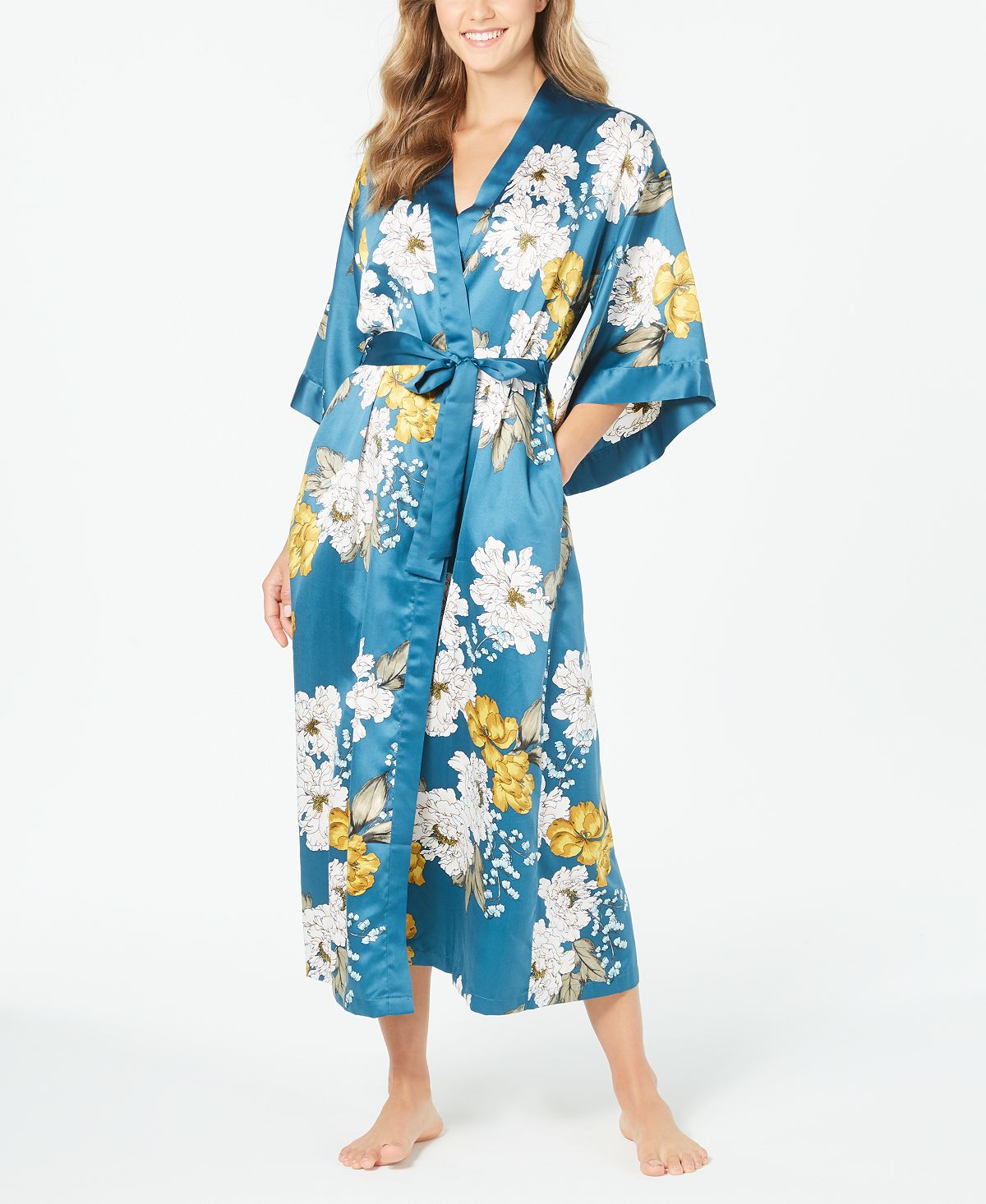 Inc International Concepts Inc Wo Floral-print Kimono Robe Large Floral