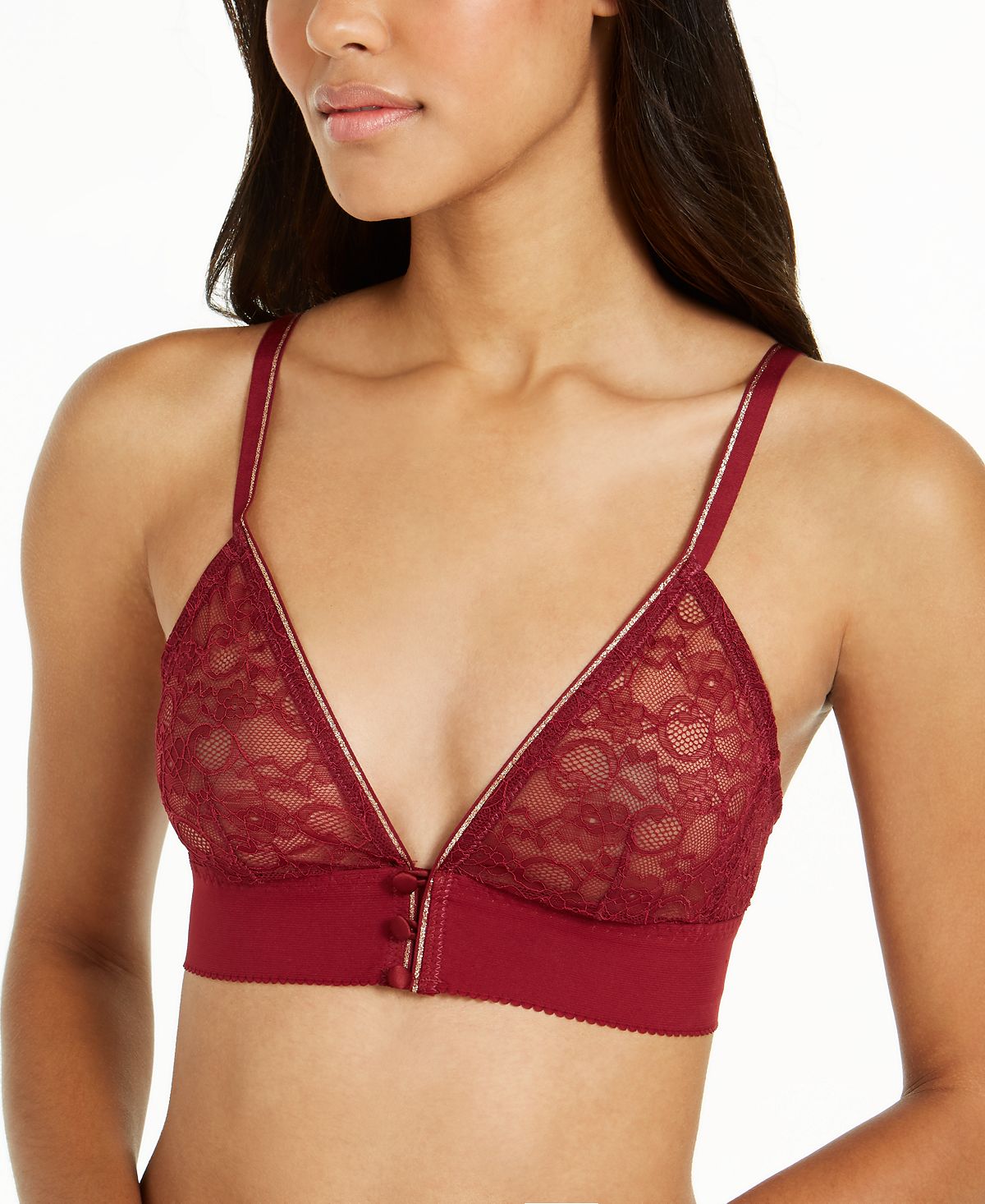 Inc International Concepts Inc Wo Lace With Buttons Bralette Cherry Pie