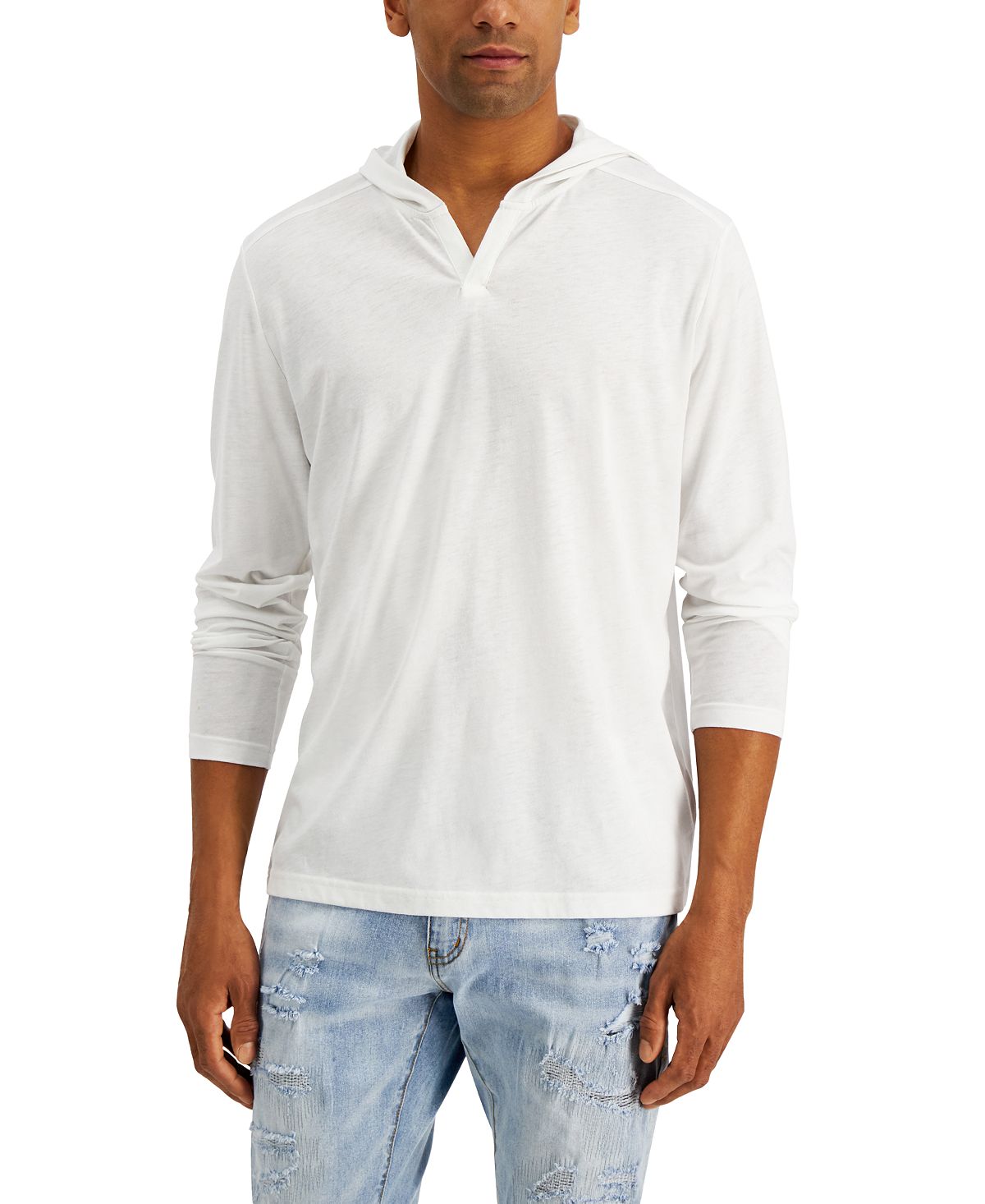 Inc International Concepts Jamie Hooded Shirt White Pure
