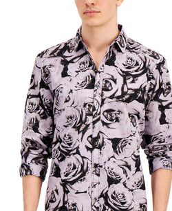 Inc International Concepts Long-sleeve Overdye Shirt Lavender Grey thumbnail 2