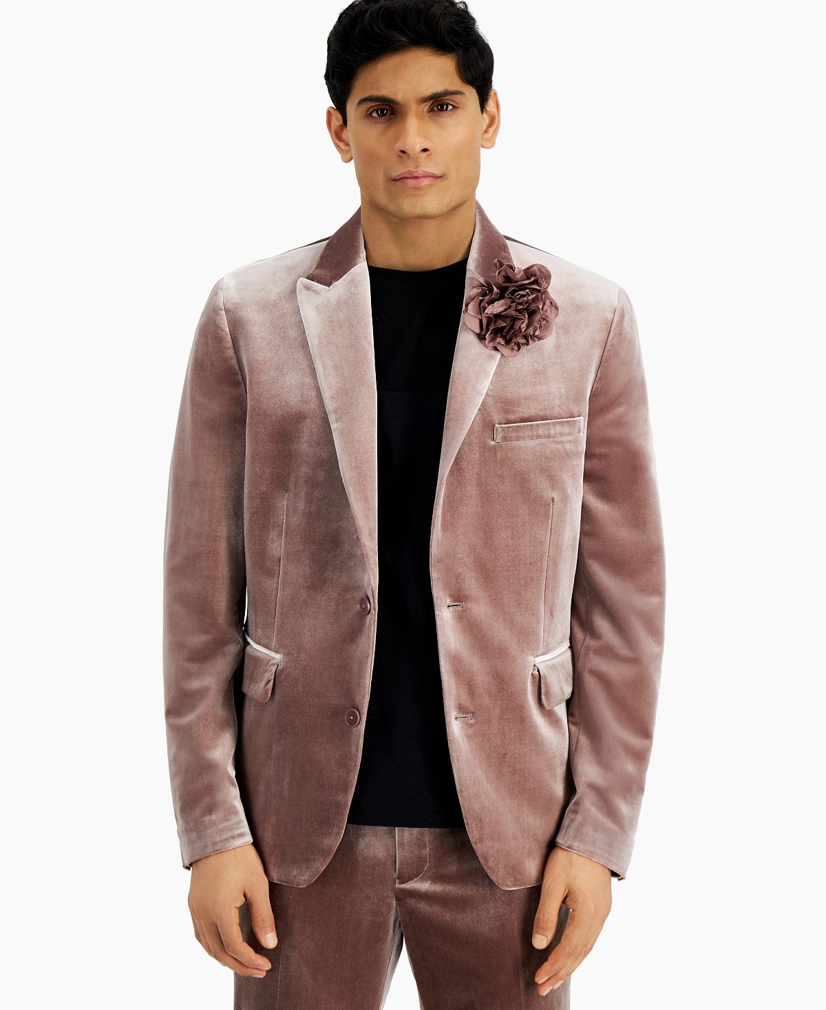Inc International Concepts Luxe Velvet Blazer Desert Mauve