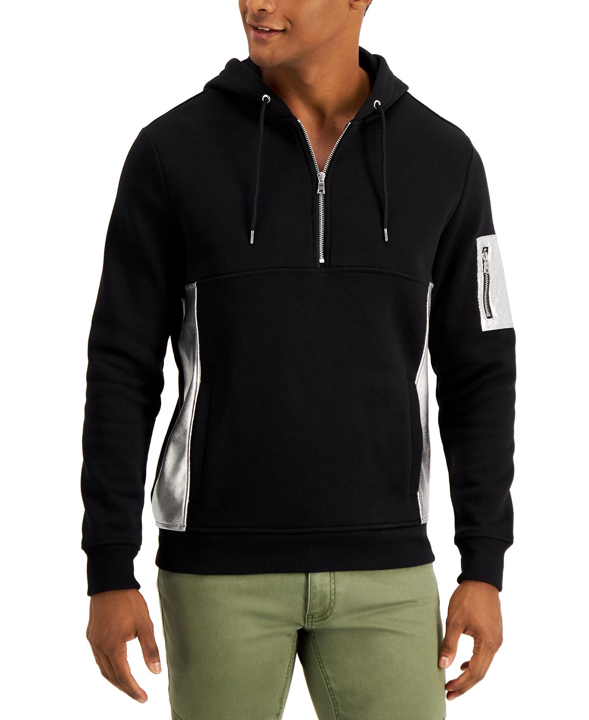 Inc International Concepts Metallic Patch Hoodie Deep Black