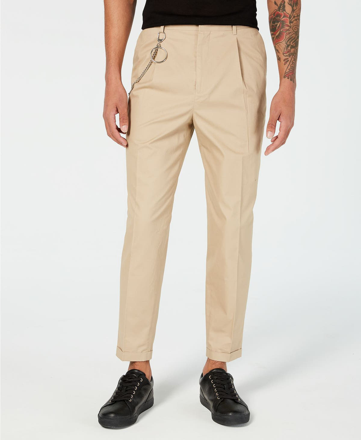 Inc International Concepts Oversized Tapered Fit Pleated Chinos  Almond Tree