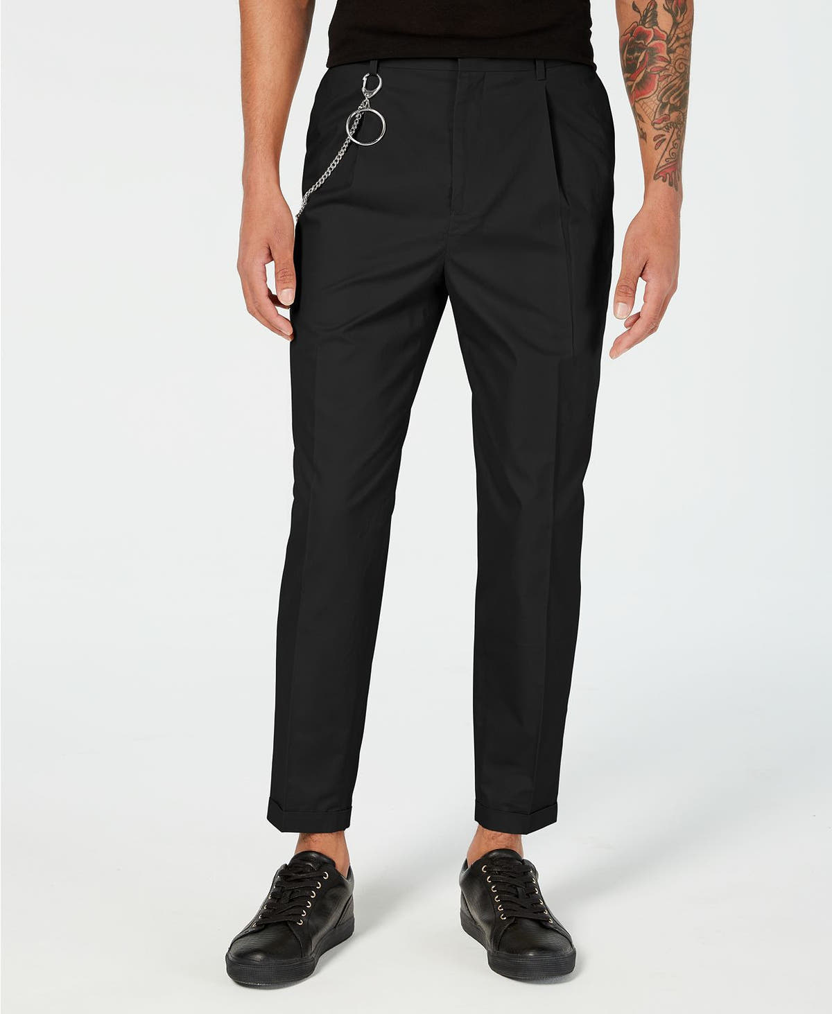 Inc International Concepts Oversized Tapered Fit Pleated Chinos Deep Black