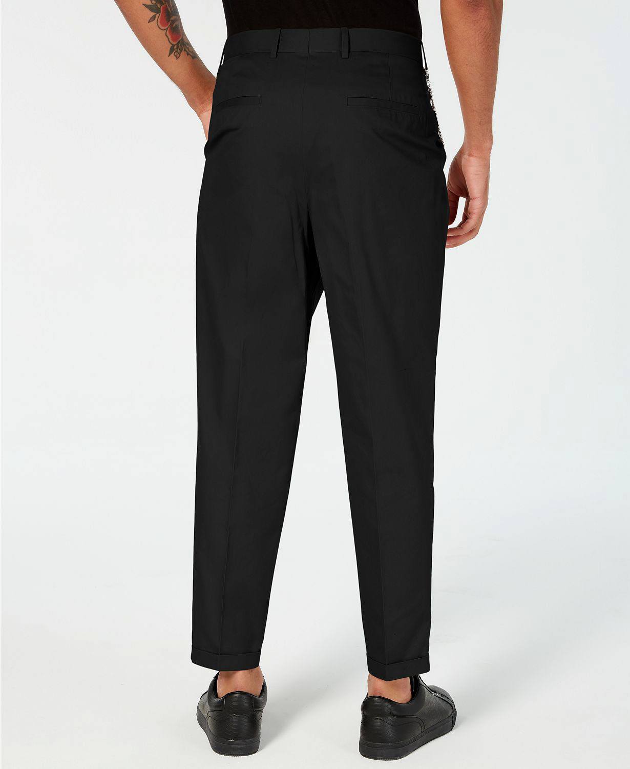 Inc International Concepts Oversized Tapered Fit Pleated Chinos Deep Black