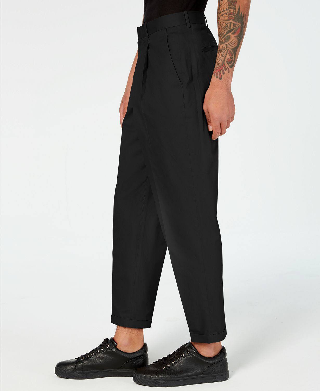 Inc International Concepts Oversized Tapered Fit Pleated Chinos Deep Black