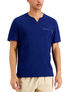 Inc International Concepts Pintucked Split-neck T-shirt Navy Bud thumbnail 1