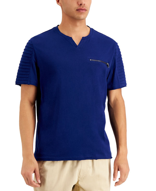 Inc International Concepts Pintucked Split-neck T-shirt Navy Bud