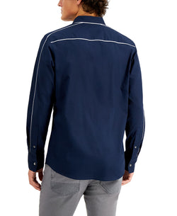 Inc International Concepts Piped Shirt Basic Navy thumbnail 3