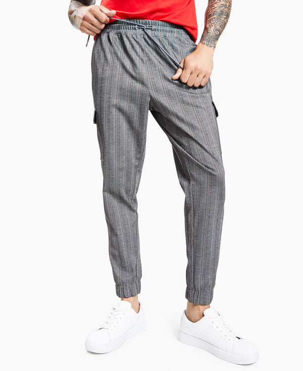 Inc International Concepts Regular-fit Herringbone-stripe Jacquard Joggers Hthr Onyx B85