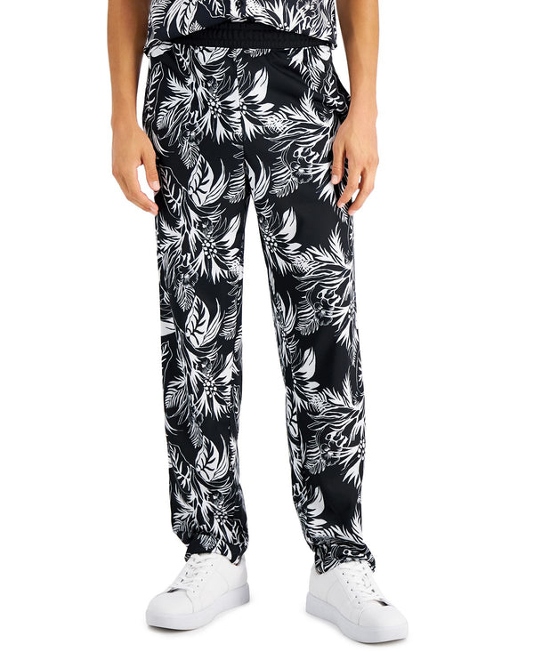 Inc International Concepts Regular-fit Palm-print Track Pants Deep Black