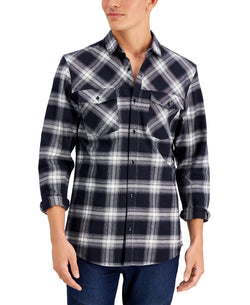 Inc International Concepts Regular-fit Plaid Flannel Shirt Black Combo thumbnail 1
