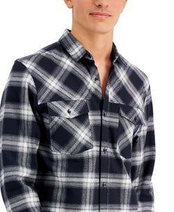 Inc International Concepts Regular-fit Plaid Flannel Shirt Black Combo thumbnail 2