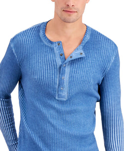 Inc International Concepts Ribbed Long-sleeve Henley Shirt Turquoise Diamo thumbnail 3
