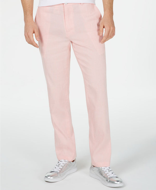 Inc International Concepts Slim Fit Stretch Linen Pants / Coral Combo