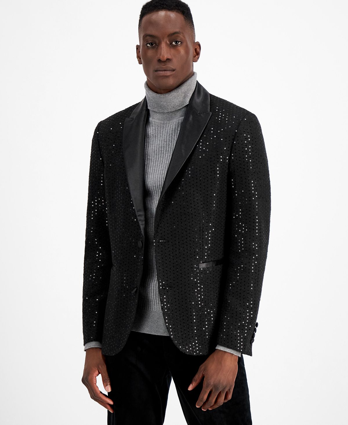 Inc International Concepts Slim-fit Sequin Sport Coat Deep Black