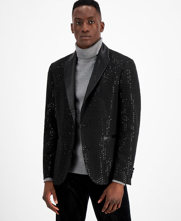 Inc International Concepts Slim-fit Sequin Sport Coat Deep Black