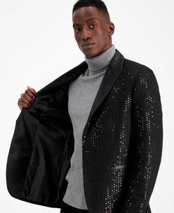 Inc International Concepts Slim-fit Sequin Sport Coat Deep Black thumbnail 3