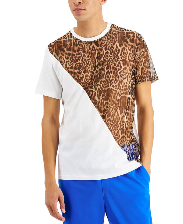 Inc International Concepts Spliced Leopard Graphic T-shirt White Pure