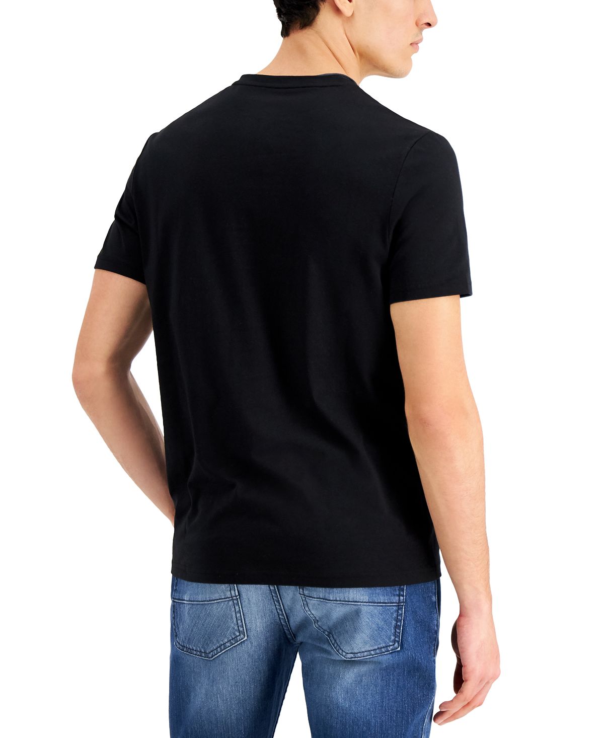 Inc International Concepts Split-neck Striped T-shirt Deep Black