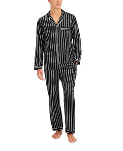 Inc International Concepts Stripe Satin Pajama Shirt Black and White Stripe thumbnail 2