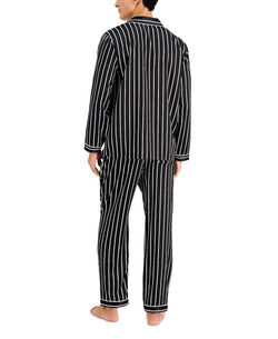 Inc International Concepts Stripe Satin Pajama Shirt Black and White Stripe thumbnail 3