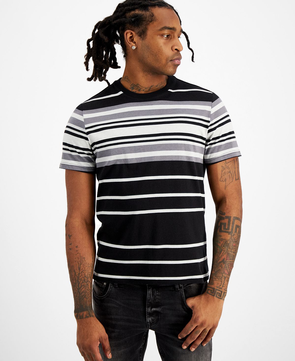Inc International Concepts Stripe T-shirt Deep Black