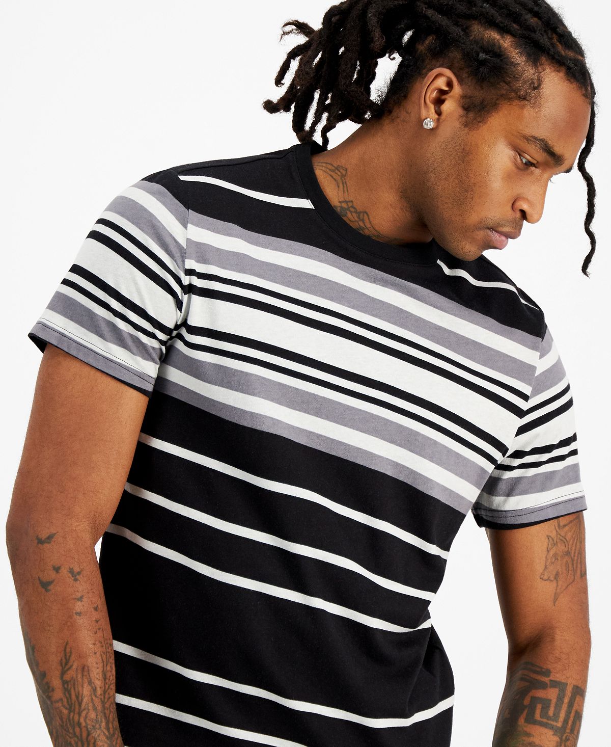 Inc International Concepts Stripe T-shirt Deep Black