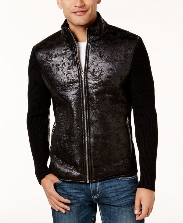 Inc International Concepts Textured Sweater Jacket  Deep Black