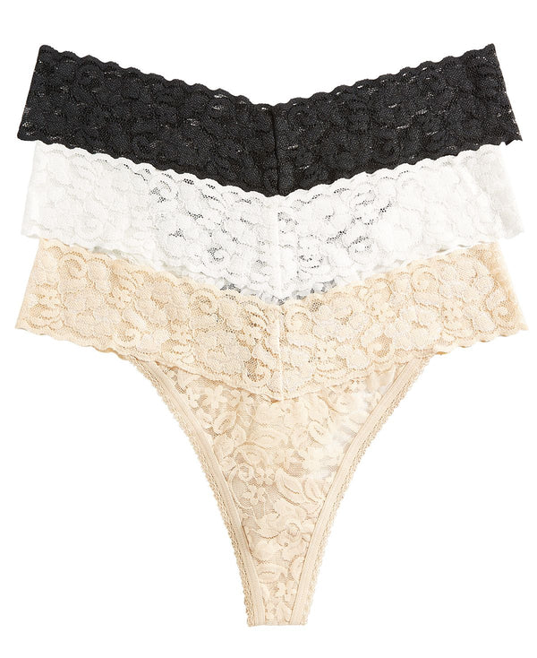 Inc International Concepts Wo 3-pk. Lace Thong Underwear Deep Black