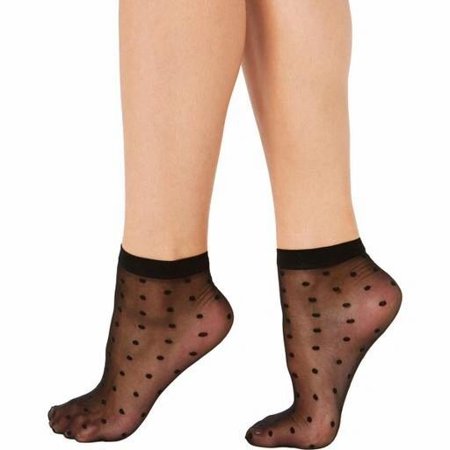 Inc Women's Sheer Polka Dot Sock Liners Black