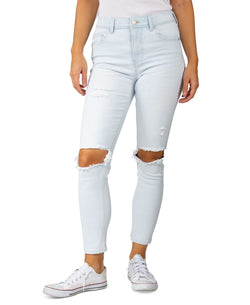 Indigo Rein Juniors High Rise Distressed-knee Skinny Jeans Light Blue thumbnail 1