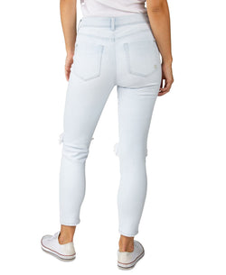 Indigo Rein Juniors High Rise Distressed-knee Skinny Jeans Light Blue thumbnail 2