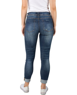Indigo Rein Juniors' Roll-cuff Skinny Jeans Dark Blue thumbnail 2