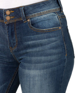 Indigo Rein Juniors' Roll-cuff Skinny Jeans Dark Blue thumbnail 4