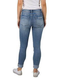 Indigo Rein Juniors' Roll-cuff Skinny Jeans Medium Blue thumbnail 2