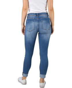 Indigo Rein Juniors' Roll-cuff Skinny Jeans Medium Blue thumbnail 2