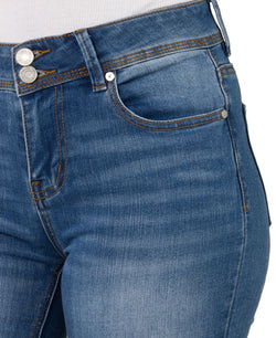 Indigo Rein Juniors' Roll-cuff Skinny Jeans Medium Blue thumbnail 4