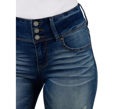 Indigo Rein Juniors' Three-button Cuffed Skinny Jeans Med Blue thumbnail 2