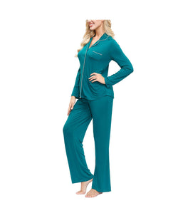 Ink+ivy Ink+ivy Wo Notch Collar Pajama Top And Pant Set Evergreen thumbnail 3