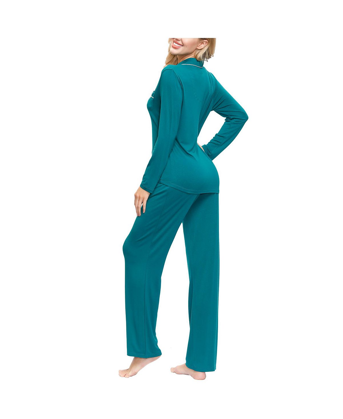 Ink+ivy Ink+ivy Wo Notch Collar Pajama Top And Pant Set Evergreen