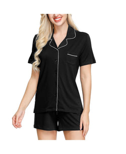 Ink+ivy Ink+ivy Wo Notch Pajama Top And Short Set Black thumbnail 2