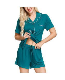 Ink+ivy Ink+ivy Wo Notch Pajama Top And Short Set Evergreen thumbnail 2