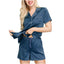 Ink+ivy Ink+ivy Wo Short Sleeve Notch Collar Pajama Top And Short Set Navy